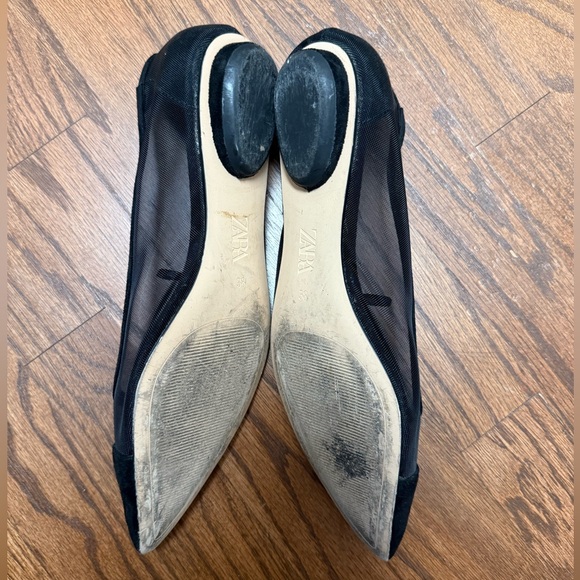 Zara Black Partially Sheer Pointed Loafers - Picture 3 of 5